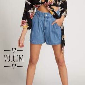 Volcom High Waisted Denim Shorts Yo Shortie